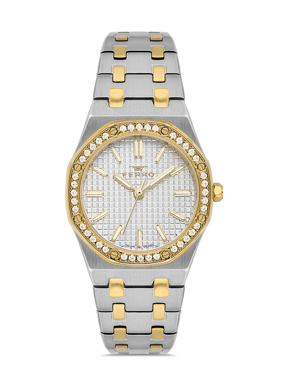 Ferro Fl43029a-d Quartz Çelik Altın/gri 33 Mm Kadın Kol Saati Gri