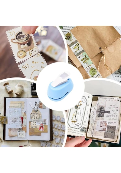 Ofisinn Pul Şekilli Kare Delgeç Tasarım Scrapbooking Malzemesi 2x1,8 Cm Mavi