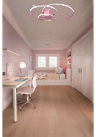 Sole Pembe Renk Modern Tasarım Salon - Mutfak - Hol - Yatak Odası Beyaz Led Avize Pembe