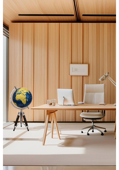 Tripot Ayaklı Dünya Küre Ev Ofis Hediye Mavi 22x49cm No.2b