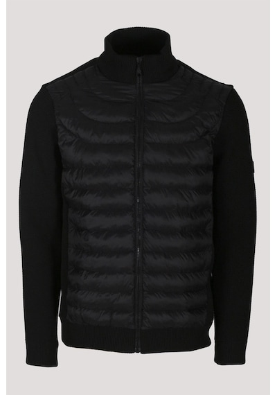 Erkek Siyah Zırh Örme Hırka Fermuarlı Dik Yaka Slim Fit Ince Astarlı Mevsimlik Cardigan Ncs Jeans 4517-Siyah