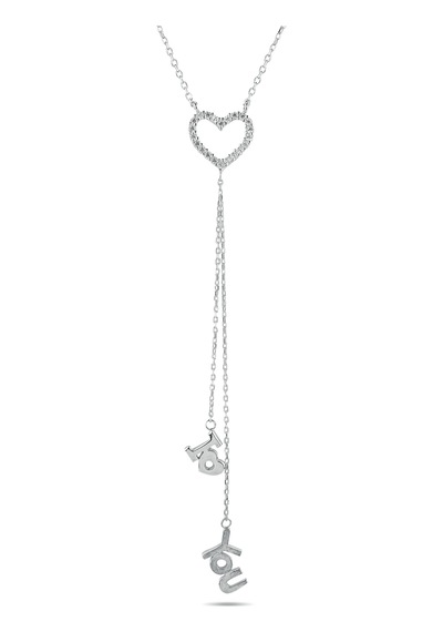 Zincirli"ı Love You Sallantılı"kolye-37223-w-w Beyaz
