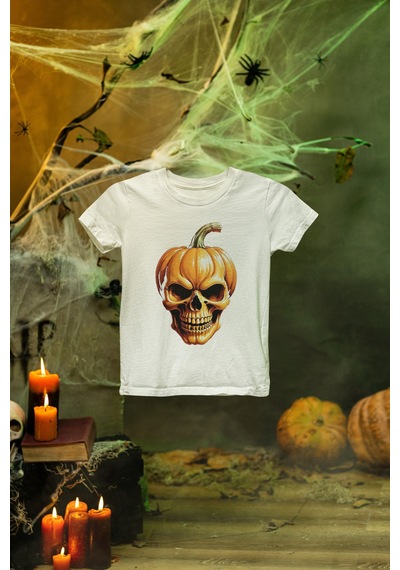 Magors Stıl-x Happy Halloween - Cadılar Bayramı Baskılı Çocuk Tshırt Beyaz-1