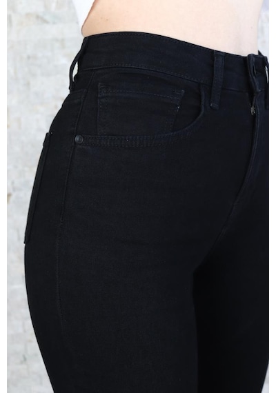 Kadın Siyah Süper Skinny Fit Esnek Likralı Denim Jean Kot Pantol