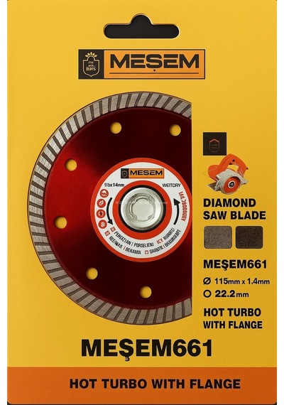Proalet Turbo Elmas Daire Testere, Fayans, Seramik, Granit, Mermer Kesim İçin, 115 Mm Boy, 22.2 Mm Delik, 1.4 Mm Kalınlık, Isıya Dayanıklı, Sıcak Presli, Hızlı Kuru Kesim, Çapak Bırakmaz, İnce, Hassas