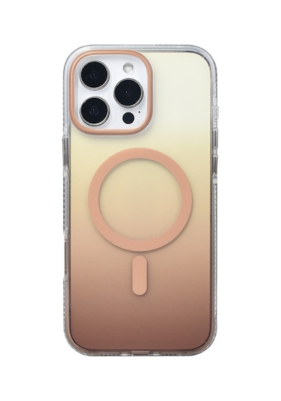 Apple Uyumlu iPhone 16 Pro Max Kılıf M-safe Şarj Özellikli Transparan Renk Geçişli Mkst Toros Kapak - Rose Pembe Pembe