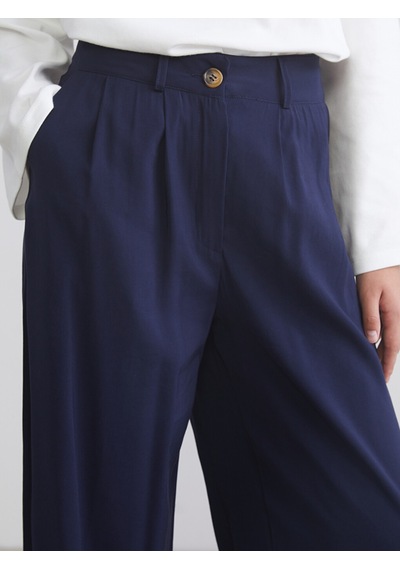 Lcw Modest Lacivert Loose Fit Geniş Paça Kadın Pileli Pantolon