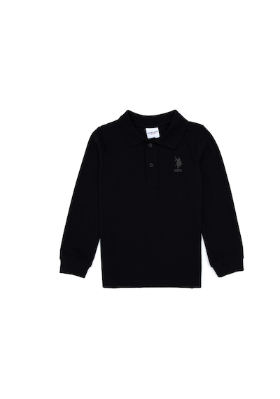 U.S. Polo Assn. Erkek Çocuk Siyah Basic Polo Yaka Sweatshirt 50307821-VR046