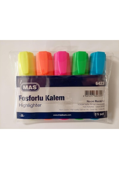 Mas Fosforlu Kalem 5'li Plastik Ambalaj Genel