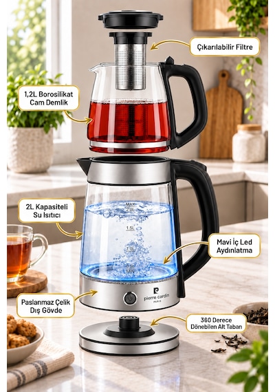 Pierre Cardin Cam Çay Makinesi 1500w