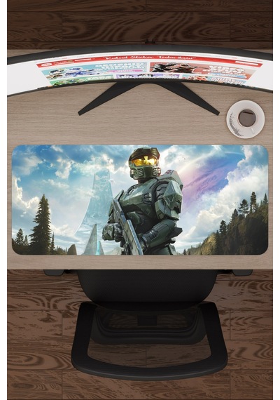 Halo Kaymaz Dikişli Kauçuk Oyuncu Mousepad V1 - 70x30 Xl Gaming Mouse Pad Fare Altlığı