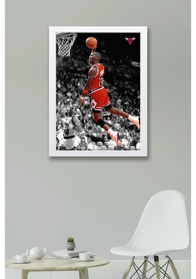Michael Jordan Smaç Çerçeveli Tablo - Basketbol Nba Posteri Tablo