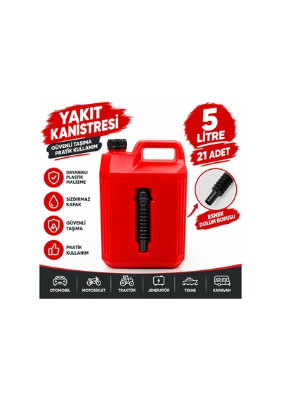 21'li T-rax Antistatik Benzin-mazot Taşıma Yakıt Bidonu Gagalı 5 Lt