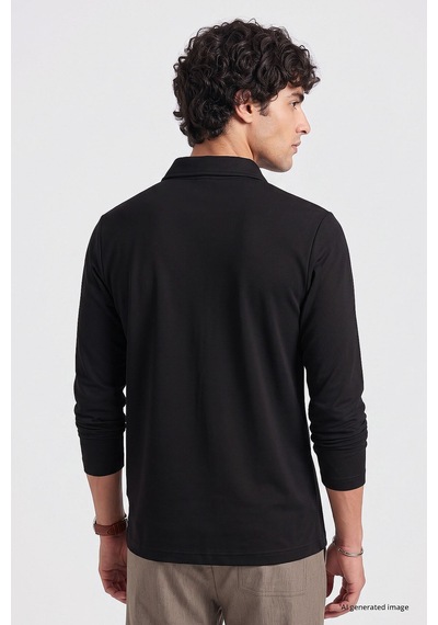 Tommy Life Siyah Rahat Form Basic Erkek Polo Yaka T-shirt - 88512