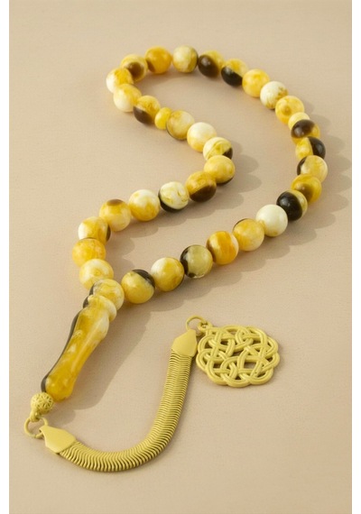 10 Mm Orjinal Sıkma Kehribar Tesbih Sarı 72458730