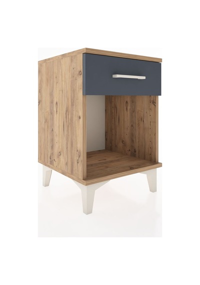 Hyperion Komodin Tek Çekmeceli 44x44x64 Çam-antrasit Atlas Çam