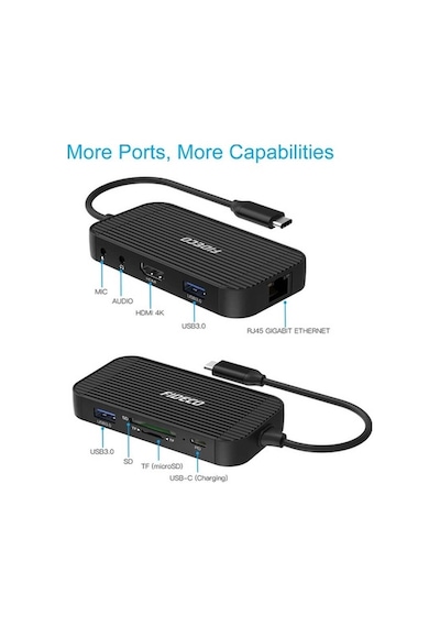 Fideco Type C To 4K Hdmi Gigabit Ethernet Usb 3.0 Hub 9 In 1 (519128014)