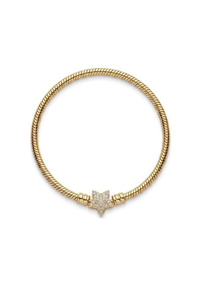Premium Seri Yıldız Charm Detaylı Modern Hasır Kelepçe Bileklik Altın