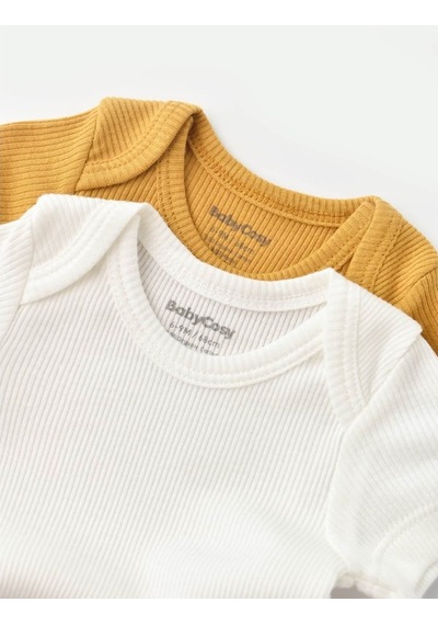 Rebebe Babycosy Modal 2 Li Kısa Kollu Bebek Badi - Bebek Body - Csym1120 (544631448) Hardal - Ekru