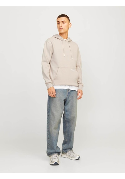 Jack & Jones Erkek Sweatshirt Bej 12256534 Jjelegacy Sweat Hood Noos 25kw21000482 W2100381 Bej