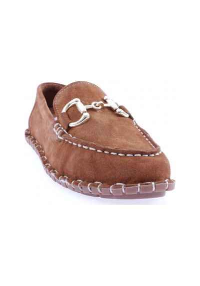 Dgn 600-23y Kadin Dikiş Detayli Metal Tokali Loafer Ayakkabi 600-2109-R1783 Taba