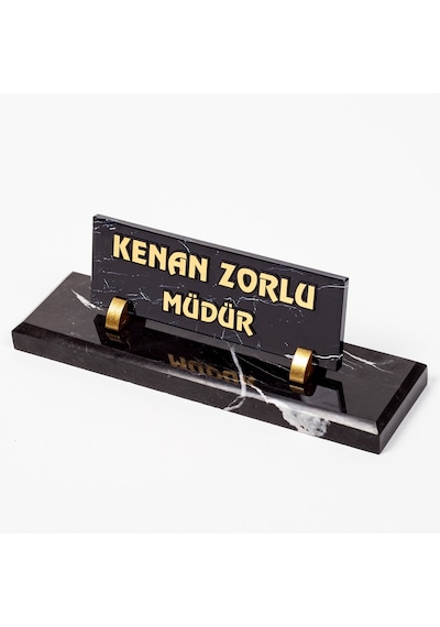 Rota Mermer Masa İsimliği Kabartma Yazılı Ofis İsimlik