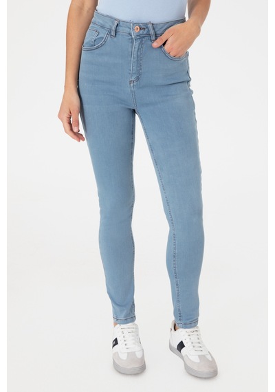 U.S. Polo Assn. Kadın Açık Mavi Skinny High Waist Fit Pantolon 50307834-DN0013