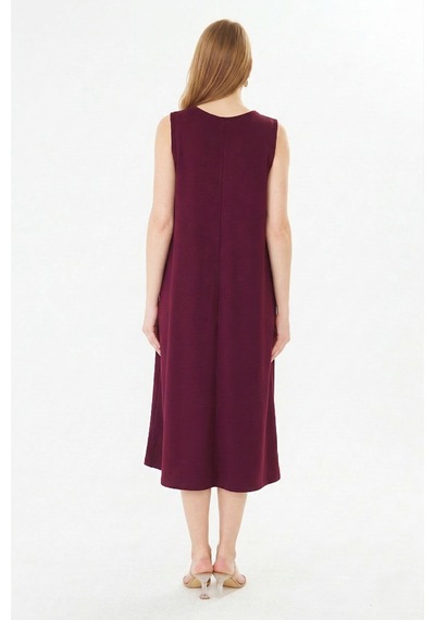 Sortie Collection Basic Kolsuz Modal Cepli Çan Elbise Bordo