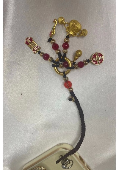 Telefon Kılıf Süsü Feng Shui Kabak Bereket Şans Mutluluk Ejderha Çin Paralı Feng Sui Pagoda Anahtarl Çok Renkli