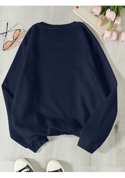 Uyguntarz Unisex The Starry Night Baskılı Oversize Sweatshirt Lacivert