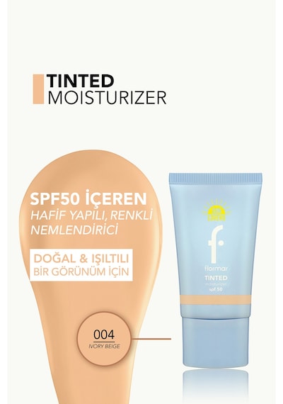 Flormar Sun Lovers Nemlendirici Etkili & Doğal Bitişli Renkli Güneş Koruyucu SPF50 004 Ivory Beige Flormar Sun Lovers Nemlendirici Etkili & Doğal Bitişli Renkli Güneş Koruyucu SPF50 004 Ivory Beige