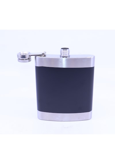 Siyah - Krom Cep Matarası-flask 7 Oz