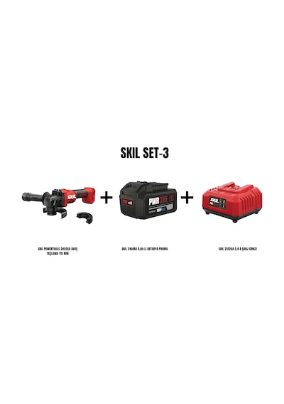Skil Set-3 Skil Powertools 3922CA Avuç Taşlama 115 MM + Skil 3104AA 4AH Li Batarya Promo + Skil 3122AA 2.4A Şarj Cihazı