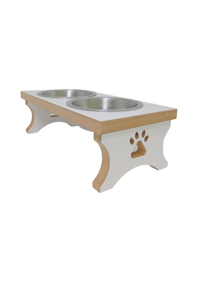 Realwood Ahşap Çelik Kaseli Köpek Mama ve Su Kabı 400 ML