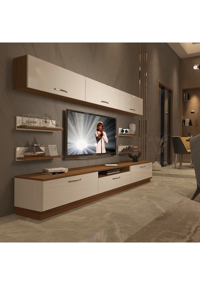Decoraktiv Trendstyle 8y Slm Tv Ünitesi Tv Sehpası - Ceviz Beyaz Ahşap - Beyaz