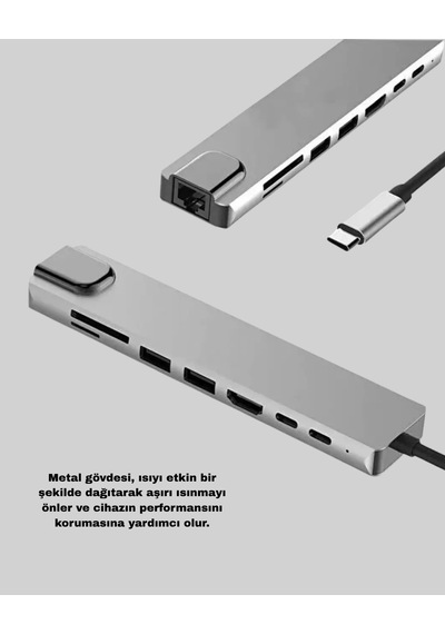 Mey İthalat Alüminyum Kasalı Macbook Usb-c Hub 4k Hdmı, Usb 3.0, Sd/tf Kart Girişi, Pd Şarj Desteği