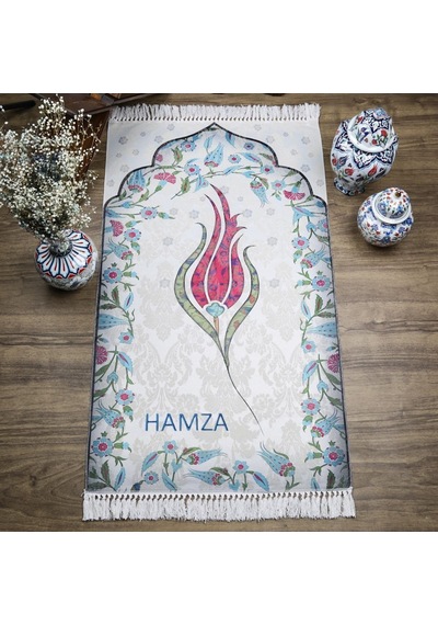 İsme Özel İnce Pamuk Çocuk Seccadesi Fuşya Lale 44x77 Cm-180 Gr-tesbih Hediyeli Çok Renkli