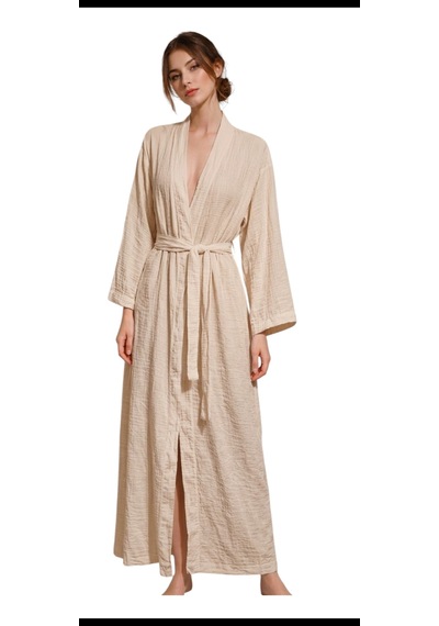 Estewomanfashion Müslin %100 Pamuk Kimono & Kaftan Bej