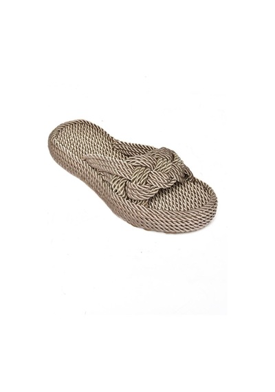 Fox Shoes S596022704 Vizon Halat İpli Hasır Terlik Vizon