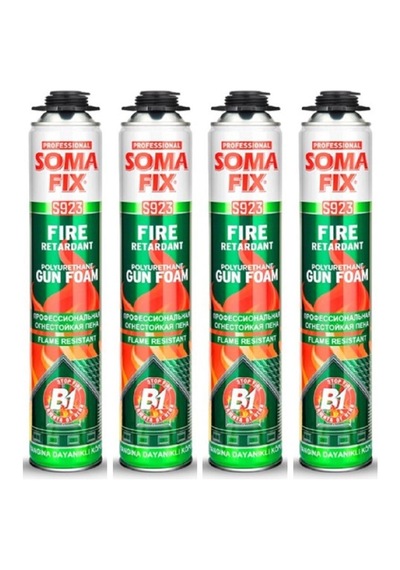 4 Adet Somafix 750 Ml B1 Tabanca Ile Kullanılan Yangına Dayanıklı Köpük Tabancalı S923