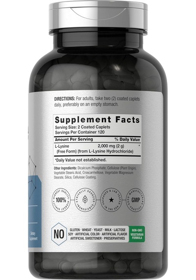 Horbäach L-lysine 2000mg 240 Caplets Vegetarian Aromasız