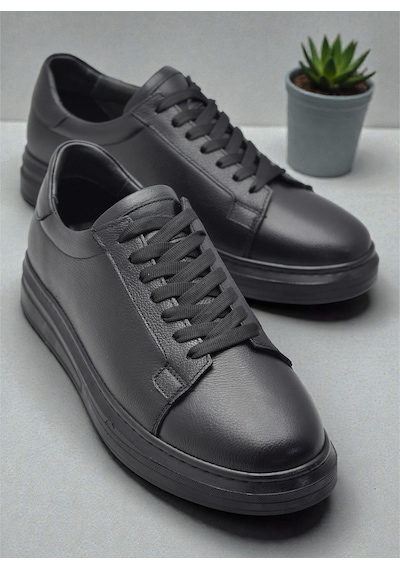 Ispartalılar 76 Tam Ortopedik Taban Hakiki Deri Günlük Erkek Ayakkabı Casual Erkek Ayakkabı Sneakers Siyah