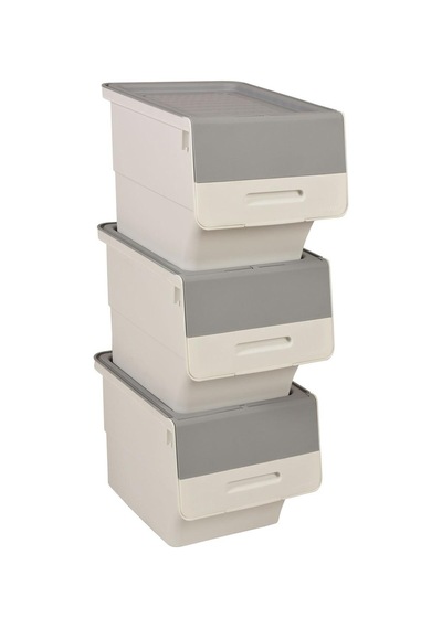 Freebox 33 Litre Beyaz Organizer Gri Tekerlekli 3 Lü Set Organizer Beyaz