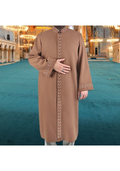 Kışlık Kaşe İmam Cübbesi Nevfel Kahve Çok Renkli