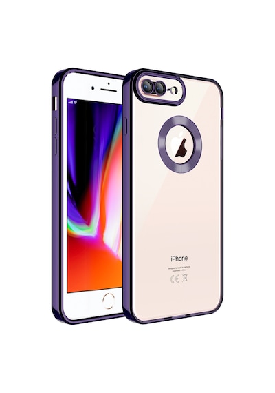 Mobilteam Apple iPhone Uyumlu 7 Plus Kılıf Kamera Korumalı Logo Gösteren Omega Kapak - Derin Mor Derin Mor