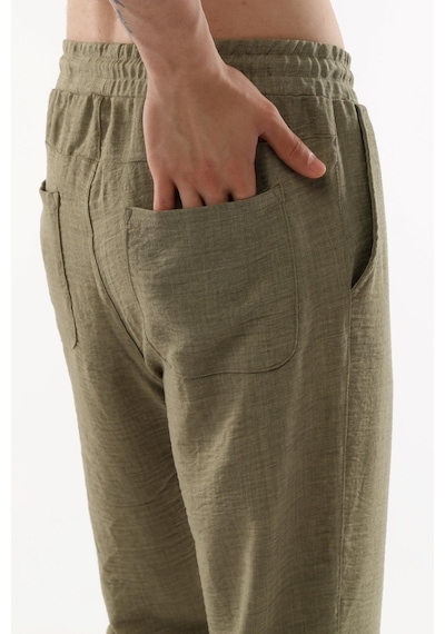 Cedy Denim Erkek Keten Yüksek Bel Lastikli Bol Kesim Pantolon C350 001