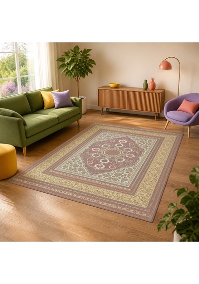 Kartela Halı Vina Halı Jüt Taban Dokuma Halı Gül Kurusu - 100 X 150 Cm