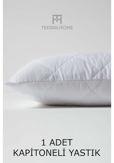 Yumuşak 1 Adet Kapitone Yastık 800 Gram Fermuarlı Yastık Kılıflı 50 X 70 Cm Beyaz