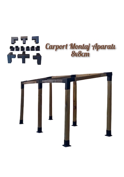 15 Pergola Çardak 8x8cm Montaj Seti Demir Bağlantı Gölgelik Ev