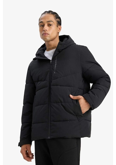 Defacto Defactofit Su Geçirmez Rüzgar Geçirmez Regular Fit Kapüşonlu Fermuarlı Cepli Kışlık Mont E9491ax25wnbk81 Siyah